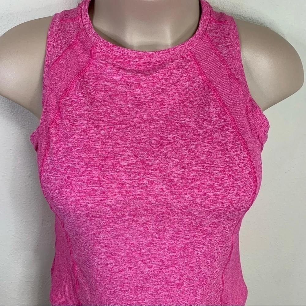 Large Pink Cropped Athletic Fit Tank Sleeveless Stretch Members Mark Activewear